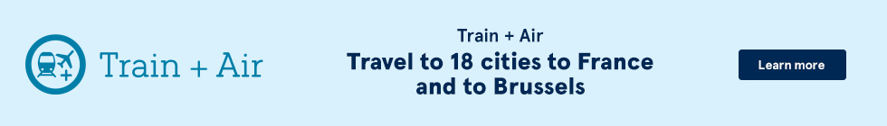 Train + Air. Travel to 18 cities in France and to Brussels. Learn more.