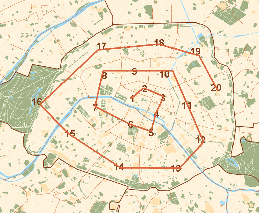 paris neighbourhoods map snail