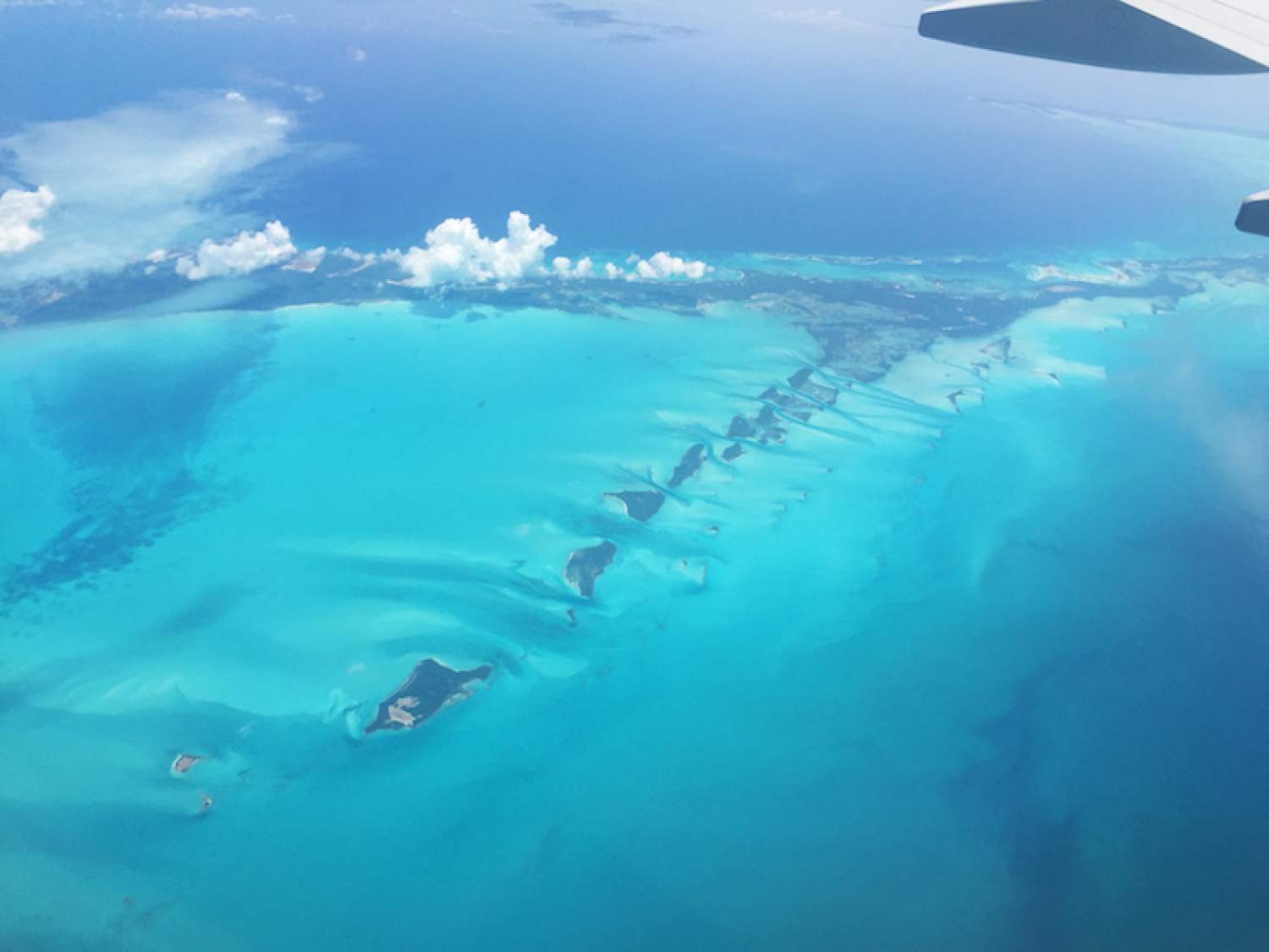 View from the plane of the Caribbean