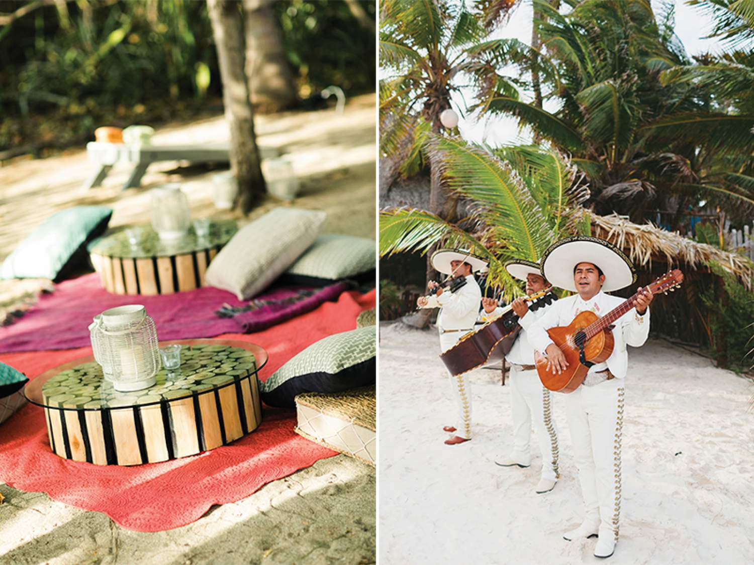 Music and decorations at a destination wedding