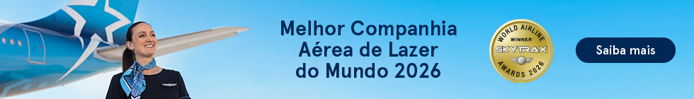 Air Transat. Melhor Companhia Aérea de Lazer do Mundo 2026. Skytrax Awards. Saiba mais.