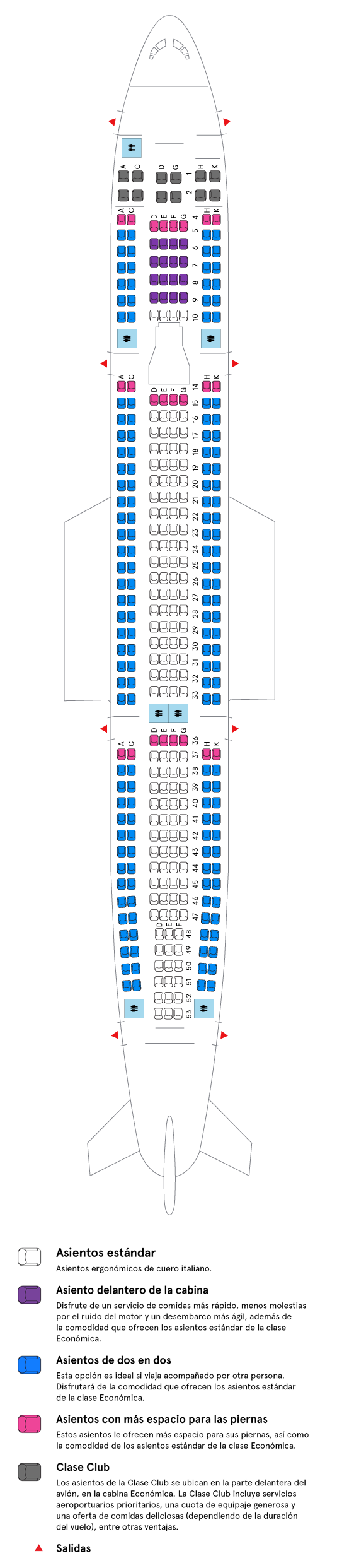 Cabina del avión Airbus A330-300 de Air Transat