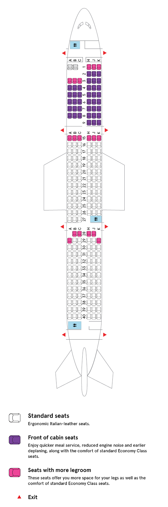 Seat plan for Airbus A320-200 for international flights
