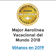 Mejor Aerolínea Vacacional del Mundo 2018. Vótanos en 2019.