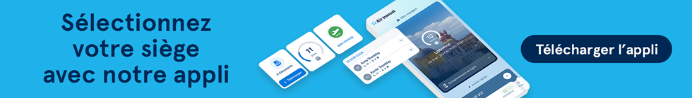 Sélectionnez vos sièges avec l'application Air Transat. Télécharger l'appli.