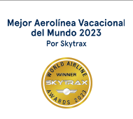 Mejor aerolínea vacacional del mundo en 2023 por Skytrax. Skytrax World Airline Winner Awards 2023.  