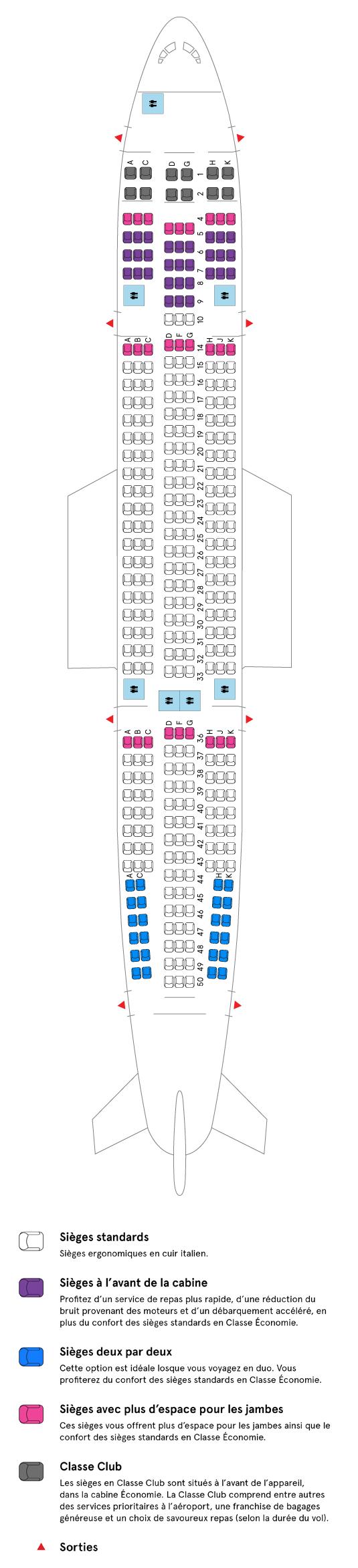 Cabine de l'Airbus A330-200 Air Transat