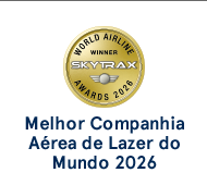 Melhor companhia aérea de lazer do mundo 2026. Skytrax Awards. 
