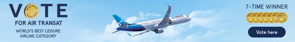Vote for Air Transat. World’s Best Leisure Airline Category 2026. Vote here.