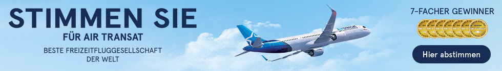 Stimmen sie Air Transat Beste Freizeitfluggesellschaft der Welt 2026.  Hier abstimmen.