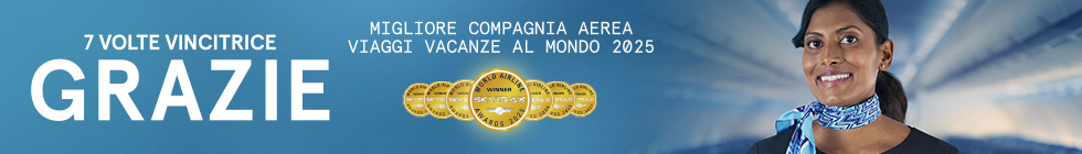 Air Transat. 7 volte vincitrice. GRAZIE. Migliore Compagnia Aerea Viaggi Vacanze al Mondo 2025. Skytrax World Airline Winner Awards 2025. Scopri di più.