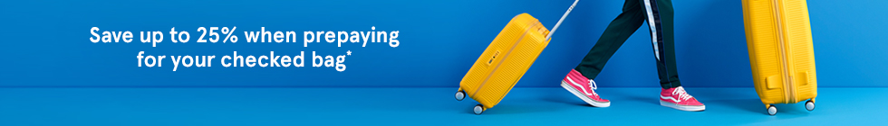 Save up to 25% when prepaying for your checked bag*