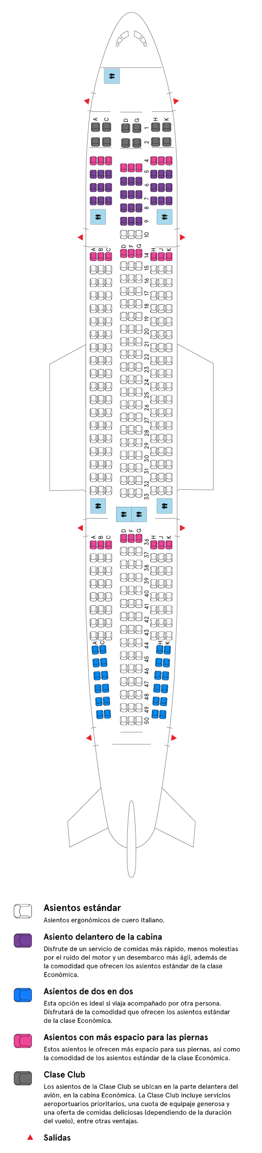 Cabina del avión Airbus A330-200 de Air Transat