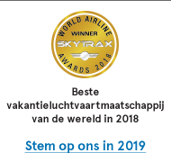 Beste vakantieluchtvaartmaatschappij van de wereld in 2018. Stem op ons in 2019.