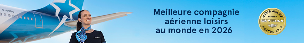 Air Transat. Meilleure compagnie aérienne loisirs au monde en 2026. 