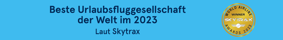 Air Transat Urlaubsfluggesellschaft der Welt im 2023. Skytrax World Airline Winner Awards 2023.
